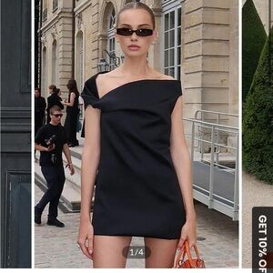 Black Asymmetric Mini Dress